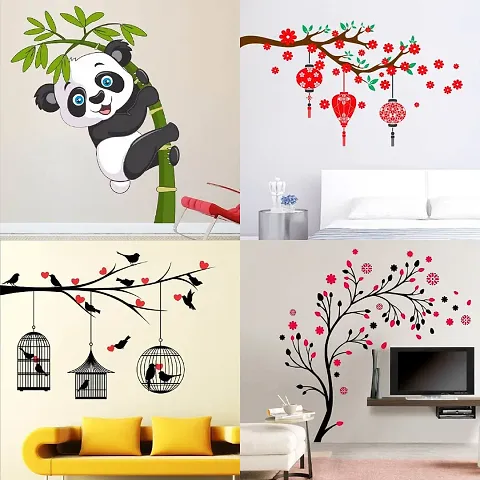 Ghar Kraft Set of 4 Combo Wall Stickers|Baby Panda|