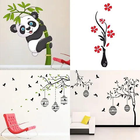 Ghar Kraft Set of 4 Combo Wall Stickers|Baby Panda|