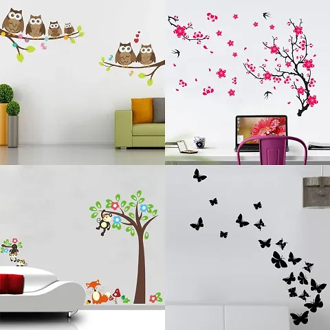 Ghar Kraft Set of 4 Combo Wall Stickers for Wall D?cor