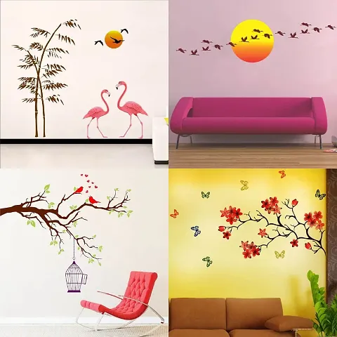 Ghar Kraft Set of 4 Combo Wall Stickers for Wall D?cor