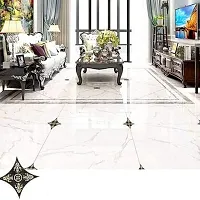 Ghar Kraft Vinyl Waterproof Self Adhesive Floor Sticker Tiles Sticker for Bedroom Living Room Kitchen Hall Puja Room Kids Room Home Decor, Set of 20 (Black with Golden Crown)-thumb2