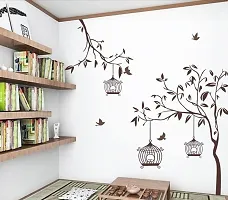 Ghar Kraft Flying Bird with Cage and Free Bird Cage Brown PVC Vinyl Wall Sticker+1 Baby Panda Sticker Wall Decals for Home, Living Room, Bedroom Decoration, Self-Adhesive-thumb2