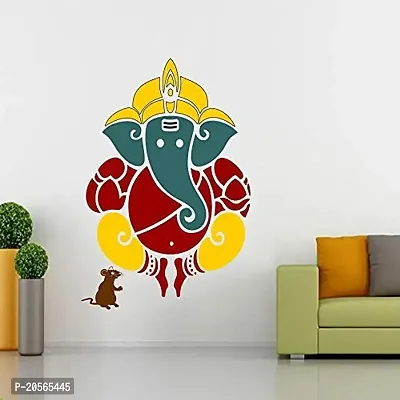 Ghar Kraft Vinyl Self Adhesive Shree Ganesh Wall Decal for Living Room, Wall Sticker (PVC Vinyl, 90 cm x 60 cm, Multicolour)-thumb0