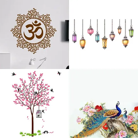 Ghar Kraft Set of 4 Combo Wall Stickers|Designer Om