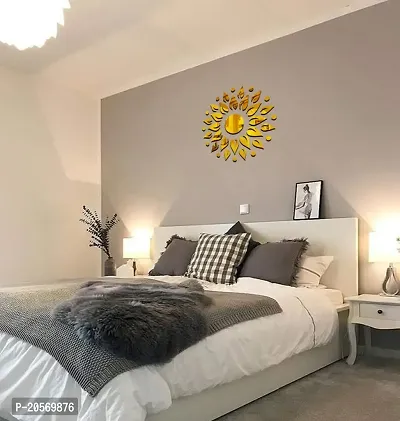 Ghar Kraft Golden Sunshine Acrylic  Sun with Flames Wall Sticker|Wallpaper Decor|3D Wall Stickers for Home, Living Room Decoration-thumb5