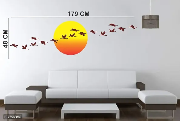 Ghar Kraft Set of 2 Wall Sticker Royal Ganesh and Sunrise with Flying Birds Wall Sticker-thumb3