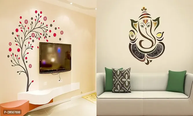 Ghar Kraft Set of 2 Wall Sticker Magical Tree and Royal Ganesh Wall Sticker-thumb0