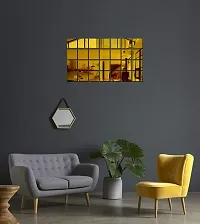 Ghar Kraft?Square Mosaic 28 Golden Acrylic Mirror Like Wall Sticker|Wall Sticker Decor|3D Wall Stickers for Home Decoration|Wall Sticker 3D for Hall|-thumb2