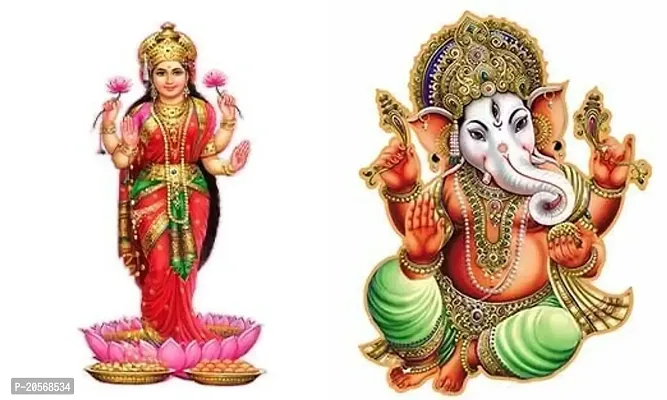 Ghar Kraft Combo Set of 2 Wall Stickers Lakshmi MATA|Gajanand