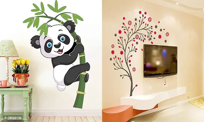 Ghar Kraft Set of 2 Wall Sticker Baby Panda and Magical Tree Wall Sticker