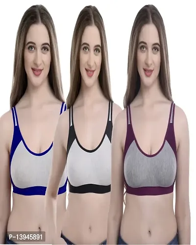 Buy LooksOMG's Cotton Lycra Sports bra in White Pack of 6. Online