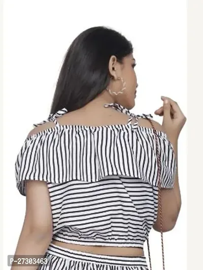 Stylish White Rayon Striped Tops For Girls-thumb2