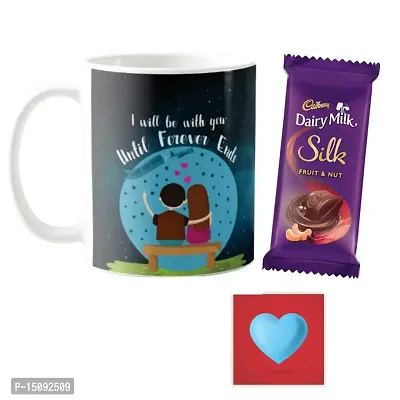 YaYa cafe Valentine Gift Combo for Girlfriend Wife Mug, 1 Dairy Milk Silk Fruit  Nut (55 gm) I Love You Baby Forever, with Coaster