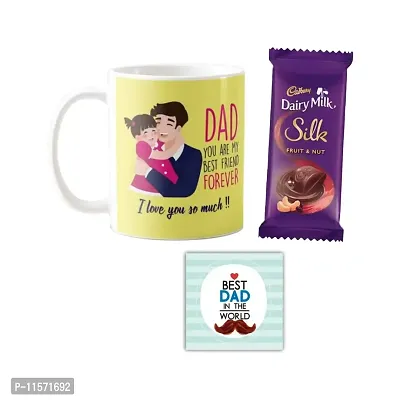 YaYa cafe� Father's Day Chocolate Gifts Combo for Dad -Dad You are My Best Friend Forever I Love You So Much Mug , Dairy Milk Silk Chocolate, with Coaster