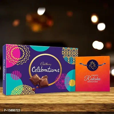 TheYaYaCafe Rakhi Gifts for Brother Cadbury Celebrations Assorted Chocolate Gift Pack, (186.6 g) with Lord Ganesha Printed Rakhi Combo, Purple-thumb3