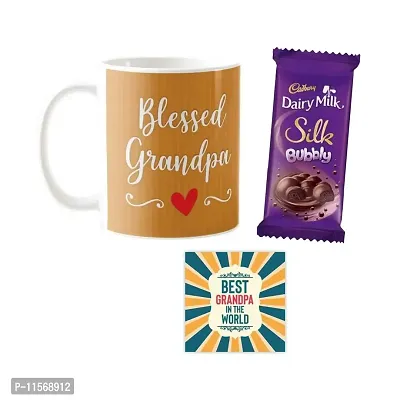 YaYa cafe? Father's Day Chocolate Gifts Combo for Dad -Blessed Grandpa Mug , Dairy Milk Silk Chocolate, with Coaster