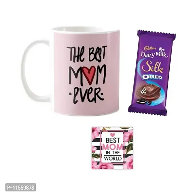 YaYa cafe? Mother's Day Chocolate Gifts Combo for The Best Mom Ever Mug, 1 Dairy Milk Silk Oreo Chocolates 60 gm, with Coaster