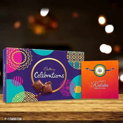 TheYaYaCafe Rakhi Gifts for Brother Cadbury Celebrations Assorted Chocolate Gift Pack, (186.6 g) with shiva Trisul Printed Rakhi Combo, Multicolor-thumb3