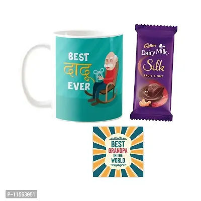 YaYa cafe? Father's Day Chocolate Gifts Combo for Dad -Best Dadu Ever Mug , Dairy Milk Silk Chocolate, with Coaster