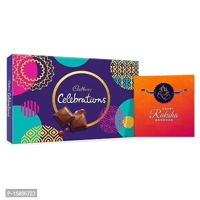 TheYaYaCafe Rakhi Gifts for Brother Cadbury Celebrations Assorted Chocolate Gift Pack, (186.6 g) with Lord Ganesha Printed Rakhi Combo, Purple-thumb0