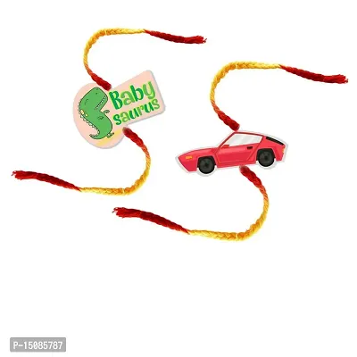 YaYa Cafe Rakhi Gifts Combo for Brother Cadbury Celebrations Assorted Chocolate Gift Pack with Baby Saurus Car Printed Rakhi - 186.6g-thumb5