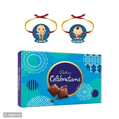 YaYa Cafe Rakhi Gifts Combo for Brother Cadbury Celebrations Assorted Chocolate Gift Pack Lil Bro Baby Brother Printed Rakhi - 186.6g