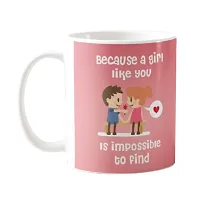 YaYa cafe Valentine Gifts Combo for Wife Girlfriend Mug, Cushion Cover, 5 Dairy Milk Silk Chocolate Because A Girl Like You is Impossible to Find Love Boy Girl, with Coaster-thumb1