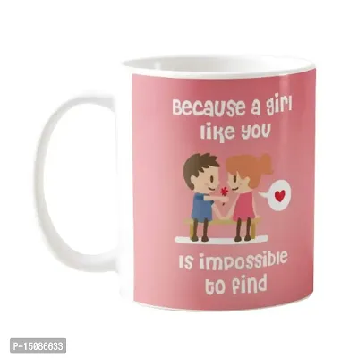 YaYa cafe Valentine Gifts Combo for Wife Girlfriend Mug, Cushion Cover, 5 Dairy Milk Silk Chocolate Because A Girl Like You is Impossible to Find Love Boy Girl, with Coaster-thumb2