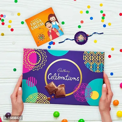 TheYaYaCafe Rakhi Gifts for Brother Cadbury Celebrations Assorted Chocolate Gift Pack, (186.6 g) with cute Lord Ganesha Printed Rakhi Combo-thumb2