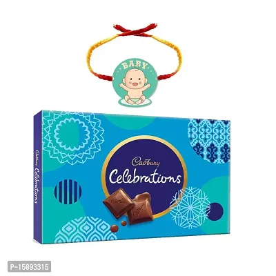 YaYa Cafe Rakhi Gifts Combo for Brother Cadbury Celebrations Assorted Chocolate Gift Pack with Printed Rakhi - 186.6g