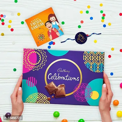 TheYaYaCafe Rakhi Gifts for Brother Cadbury Celebrations Assorted Chocolate Gift Pack, (186.6 g) with Lord Ganesha Printed Rakhi Combo, Purple-thumb2