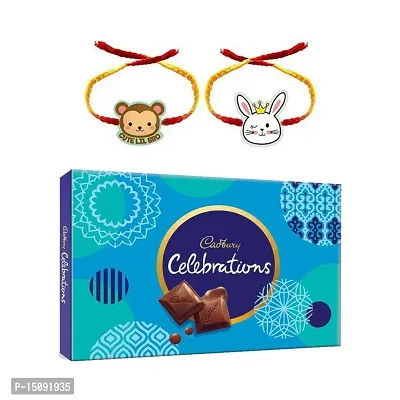 YaYa Cafe Rakhi Gifts Combo for Brother Cadbury Celebrations Assorted Chocolate Gift Pack with Worlds Cute Lil bro Printed Rakhi - 186.6g