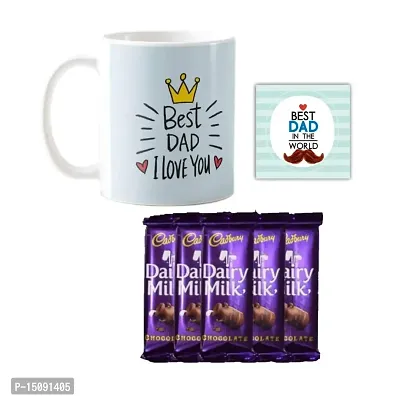 YaYa cafe� Father's Day Chocolate Gifts Combo for Dad -Best Dad I Love You Mug , Dairy Milk Silk Chocolate, with Coaster