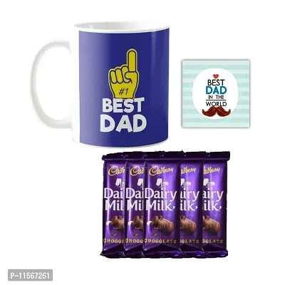 YaYa cafe? Birthday Chocolate Gifts Combo for Dad - Best Dad Mug, 1 Dairy Milk Silk Oreo Chocolates 60 gm, with Coaster