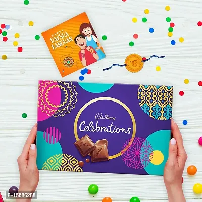 TheYaYaCafe Rakhi Gifts for Brother Cadbury Celebrations Assorted Chocolate Gift Pack, (186.6 g) with Ek Onkar Printed Rakhi Combo, Muticolor-thumb2