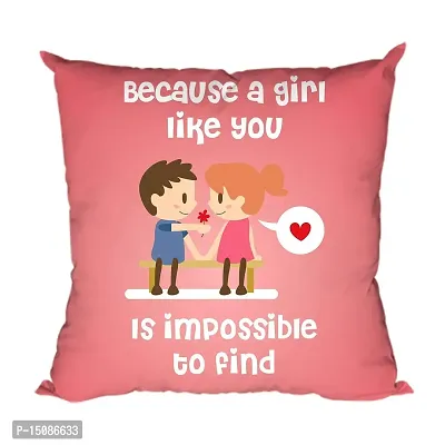 YaYa cafe Valentine Gifts Combo for Wife Girlfriend Mug, Cushion Cover, 5 Dairy Milk Silk Chocolate Because A Girl Like You is Impossible to Find Love Boy Girl, with Coaster-thumb4