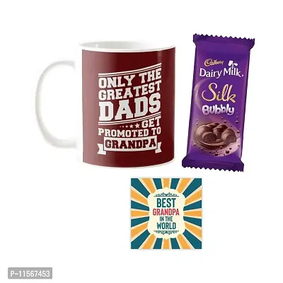 YaYa cafe? Birthday Chocolate Gifts Combo for Grandfather -Only The Greatest Dads Get Promoted to Grandpa Mug,1 Dairy Milk Silk 60 gm, with Coaster-thumb0