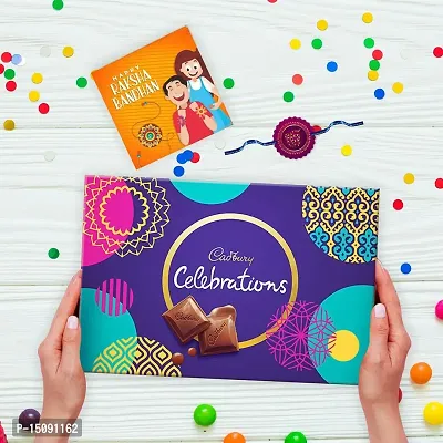 TheYaYaCafe Rakhi Gifts for Brother Cadbury Celebrations Assorted Chocolate Gift Pack, (186.6 g) with Ek Onkar Printed Rakhi Combo, Multicolor-thumb2