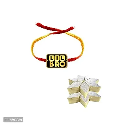 YaYa Cafe Rakhi Sweets Gift Combo for Brother, Lil Bro with Printed Rakhi, Kaju Katli - 100 gm, Gift Combo of 3 Raksha Bandhan