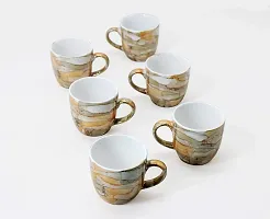 FnP CL FnP Ceramic Golden Brown Gloss Finish Tea And Coffee Cups (Set Of 6), 150 ml-thumb2