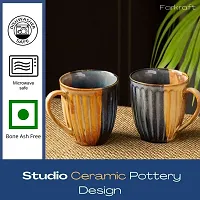 FARKRAFT Coffee Mug and Tea Cup, Royal Blue Studio Pottery Ceramic 330 ml- Set of 2-thumb3