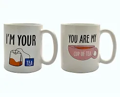 FARKRAFT Ceramic I'm Your Tea, You are My Cup of Tea Printed Mug for Couple Lovers Friends, (2 Piece) White-thumb1