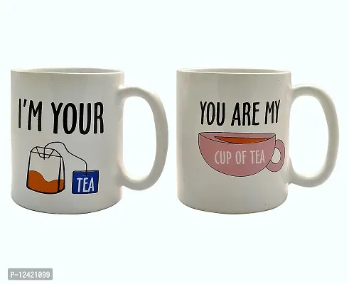 FARKRAFT Ceramic I'm Your Tea, You are My Cup of Tea Printed Mug for Couple Lovers Friends, (2 Piece) White-thumb2