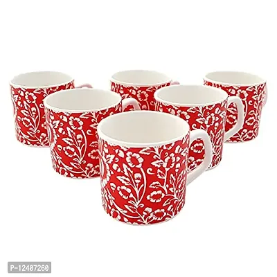 FARKRAFT Ceramic Coffee/Tea Cup - 6 Pieces, 4 oz - Red