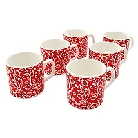 FARKRAFT Ceramic Coffee/Tea Cup - 6 Pieces, 4 oz - Red-thumb1