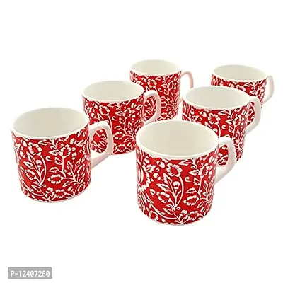 FARKRAFT Ceramic Coffee/Tea Cup - 6 Pieces, 4 oz - Red-thumb2