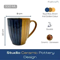 FARKRAFT Coffee Mug and Tea Cup, Royal Blue Studio Pottery Ceramic 330 ml- Set of 2-thumb1