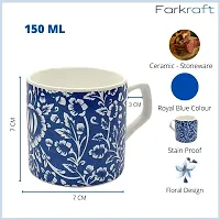 FARKRAFT Ceramic Coffee/Tea Cup - 6 Pieces, 150ml - Blue-thumb1