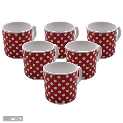 FARKRAFT Porcelain Stoneware Coffee Mug - 6 Pieces, Red, 4 Oz