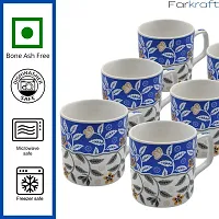 FARKRAFT Tea and Coffee Cups Ceramic Chai Cup Set Handcrafted White Blue Microwave Safe Best Gift for Friends, Anniversary, Birthday (Set of 6)-thumb3